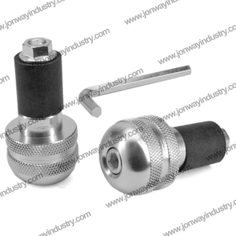 Pair of motorcycle handlebar ends – aluminum bar end caps in red, chrome, violet, and carbon look finishes