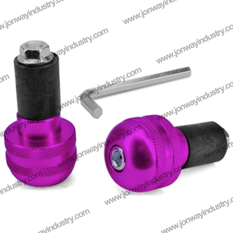 High-quality aluminum motorcycle handlebar ends in red, chrome, violet, and carbon look – universal fit for scooters and bikes