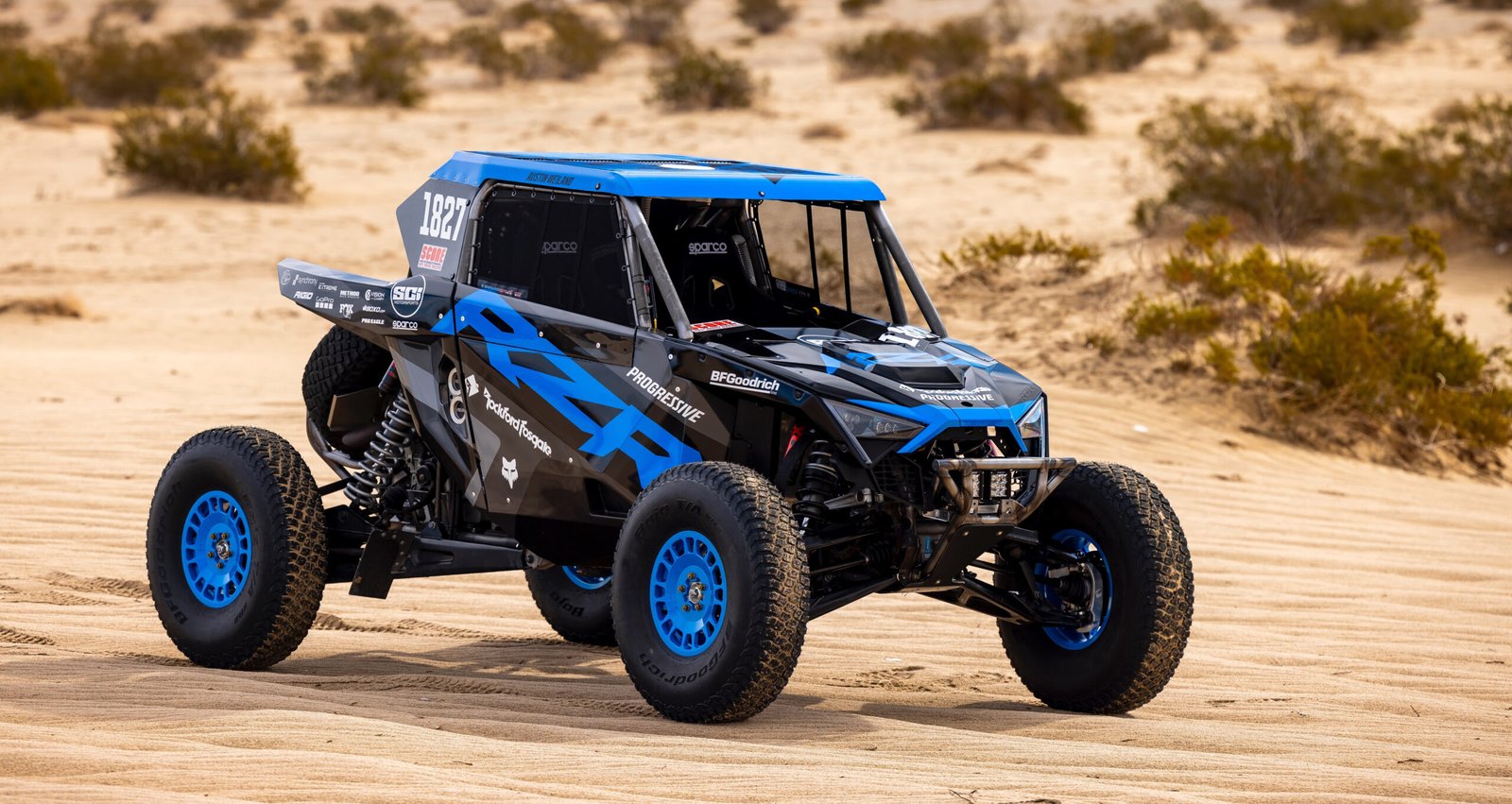 Polaris UTV racing in desert terrain, spare parts for Polaris off-road vehicles