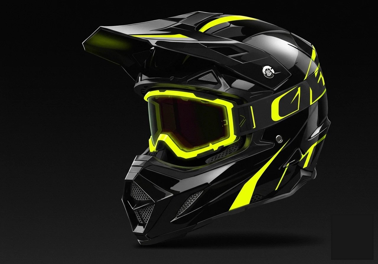 Motocross helmet and goggles for off-road riding