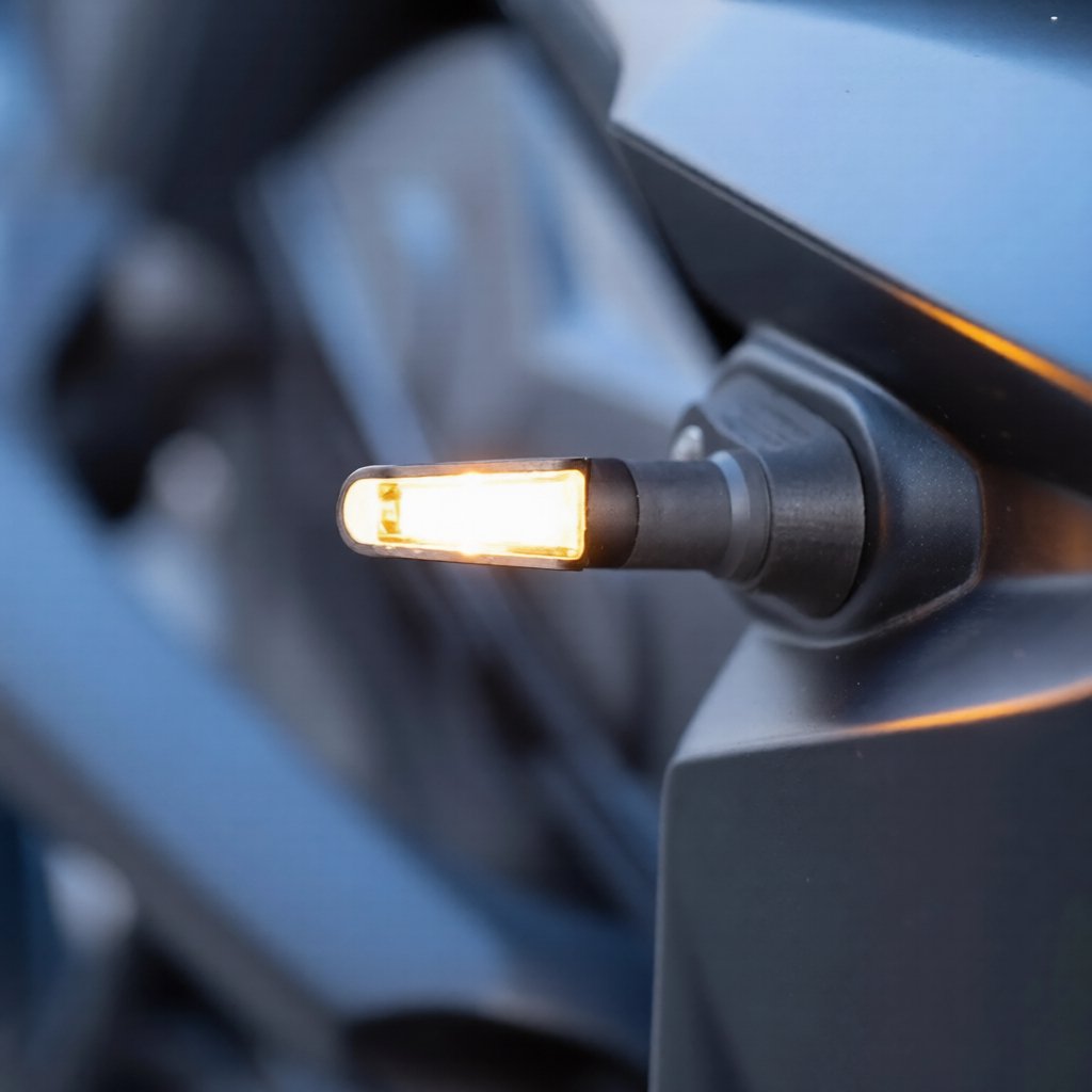 Motorcycle LED sequential indicator with flowing turn signal light