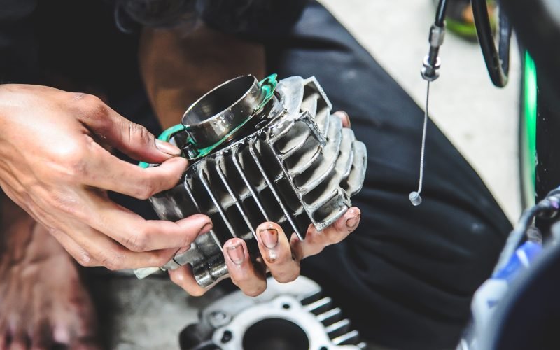 Motorcycle cylinder kit with piston and rings for engine replacement and repair